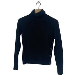 The Limited Turtleneck Sweater Women's Size XS Black Knit Wool Blend Pullover